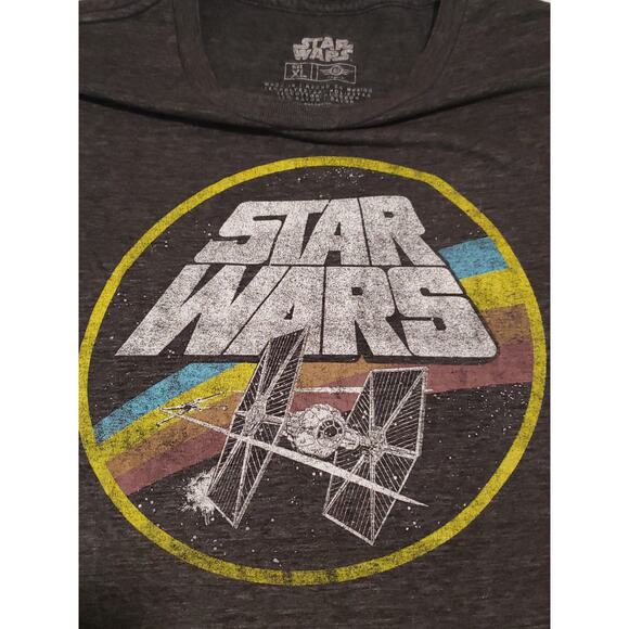 Star Wars Graphic X-Wing & Tie Fighter Gray Short Sleeved Shirt - Size XL - Picture 3 of 5